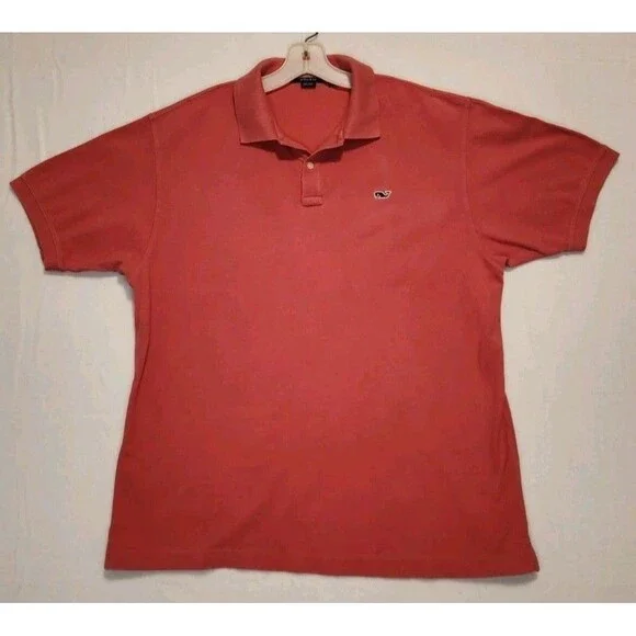 Vineyard Vines Salmon Pink 100% Cotton Classic Fit Whale Polo Shirt Size Large - Picture 1 of 8